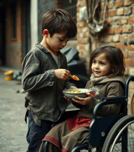 Il padre osserva un vagabondo mentre dà da mangiare alla sua figlia su sedia a rotelle con un cibo insolito… Quello che ha visto dopo lo ha sconvolto fino in fondo!