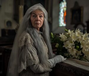 Una donna di 70 anni si presentò al funerale di mio padre con un abito da sposa: ciò che rivelò cambiò la nostra famiglia per sempre