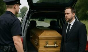Un agente fermò un carro funebre per eccesso di velocità e decise di controllare la bara — ciò che vide all’interno lo lasciò sconvolto.