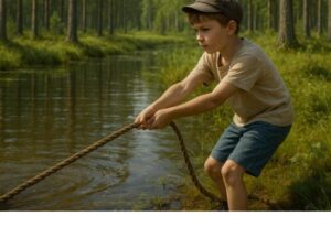 Un bambino di sei anni vide una corda bagnata vicino al fiume: tirò… e pochi minuti dopo dall’acqua emerse qualcosa di terribile