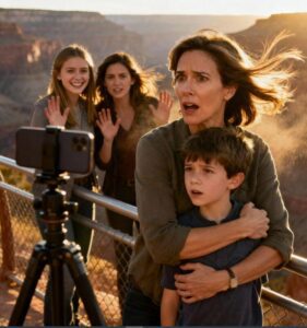 Gita in famiglia al Grand Canyon. Al punto della foto, mia sorella rise. "Ehi mamma, è il momento giusto". Un attimo dopo, fui spinta giù dalla scogliera con mio figlio di 5 anni in braccio. Quando mi svegliai di sotto, quello che vidi non era il figlio che conoscevo.
