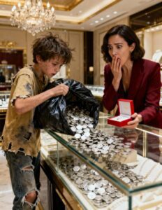 Il ragazzo scalzo e le monete sul bancone . Quando una voce infantile fece tacere un’intera gioielleria di lusso