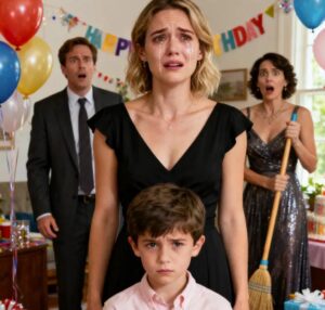 Il mio ex marito si è presentato alla festa di compleanno di nostro figlio con la sua nuova moglie. Lei gli ha dato una scopa e gli ha detto: "Vai ad aiutare la mamma a pulire, te lo meriti". Lui mi ha guardato, con le guance rosse per la vergogna. Non ho detto nulla... finché non ha scartato il suo ultimo regalo. E non appena lei ha visto cosa c'era dentro, tutto il colore le è scomparso dal viso.