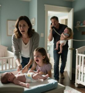 Mentre facevamo da babysitter alla mia nipotina neonata, mia figlia di sei anni stava aiutando a cambiarle il pannolino. All’improvviso gridò: “Mamma! Guarda qui!” Accorsi subito — e nel momento in cui lo vidi, non riuscii a pronunciare una parola. Mio marito prese rapidamente nostra figlia e la portò in un’altra stanza, tremando, mentre chiamava il 112.