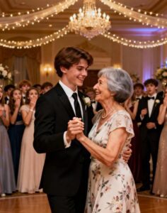 Ho invitato mia nonna, bidella della scuola, al ballo di fine anno — e quando tutti ridevano di noi, presi il microfono e ruppei il silenzio