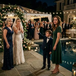 Al matrimonio di mia sorella, mia madre disse: «Sei single e sola. Non ti serve una casa. Dalla a tua sorella.» Quando rifiutai, mi spinse in piscina. Poi mio figlio di dieci anni tirò qualcosa fuori dalla tasca e disse: «Nonna… sai cos’è questo?» In quel momento, mia madre e mia sorella rimasero congelate in un silenzio assoluto.