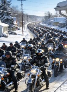 Una madre single aprì la porta di casa a venticinque motociclisti che stavano congelando durante una tempesta di neve brutale. Non li conosceva, non aveva alcun legame con loro, eppure non riuscì a convincersi a lasciarli fuori, inghiottiti dalla bufera.