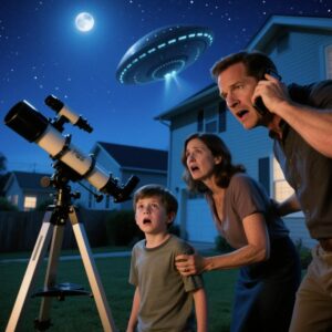 Mio figlio stava osservando il cielo notturno attraverso il telescopio che aveva ricevuto per il suo compleanno. All’improvviso, il suo volto impallidì e gridò: «Mamma! Papà! Guardate questo!» Nel momento in cui guardai attraverso la lente, la pelle mi si riempì di brividi. Mio marito spinse rapidamente nostro figlio dentro casa e, tremando, chiamò il 911.