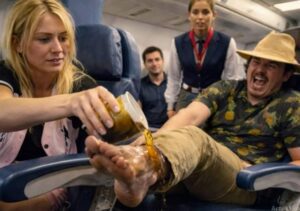 In aereo, un giovane sconosciuto allungò la sua gamba nuda, sporca e maleodorante fino a poggiarla direttamente sul mio bracciolo, come se quello spazio gli appartenesse di diritto.