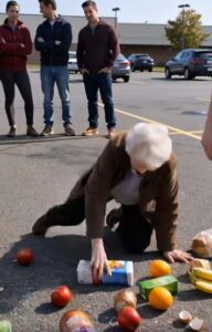 Nel parcheggio di un supermercato, un giovane ha strappato la borsa della spesa dalle mani di un'anziana, l'ha gettata a terra e poi ha aggredito un altro uomo, anch'egli anziano, che stava semplicemente cercando di proteggerla. Ma il giovane non poteva nemmeno immaginare cosa gli sarebbe successo pochi secondi dopo.