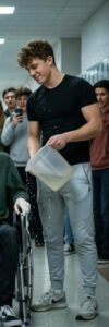 I bulli gli avevano rovesciato addosso acqua gelida, proprio lì, nel corridoio, mentre qualcuno riprendeva la scena con il telefono. Eppure, pochi minuti dopo, quel luogo pieno di rumore e indifferenza sarebbe sprofondato in un silenzio assoluto — un silenzio così improvviso e denso che nessuno avrebbe mai potuto prevederlo.