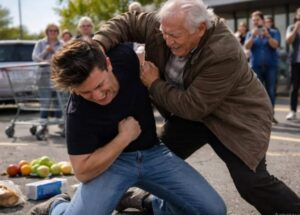 Nel parcheggio di un supermercato, un giovane ha strappato la borsa della spesa dalle mani di un'anziana, l'ha gettata a terra e poi ha aggredito un altro uomo, anch'egli anziano, che stava semplicemente cercando di proteggerla. Ma il giovane non poteva nemmeno immaginare cosa gli sarebbe successo pochi secondi dopo.