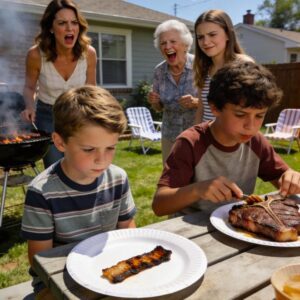 Durante un barbecue di famiglia, a mia nipote venne servita una succulenta bistecca T-bone, mentre a mio figlio fu dato un pezzo di grasso duro e bruciato. Mia madre rise e disse: «Per te è più che sufficiente, vero?» Mia sorella