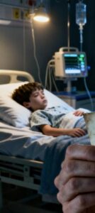 Mio figlio di 8 anni, sdraiato nel letto d’ospedale, mi disse debolmente:«Mamma… grazie per tutto. Presto andrò in cielo…»