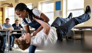 Il bullo della scuola cerca di trascinare fuori dall’aula la nuova studentessa. Quello che lei fece subito dopo lasciò tutti senza parole…