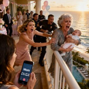 Era il mio baby shower in un resort affacciato sul mare, su una terrazza sospesa tra cielo e oceano, di quelle che sembrano irreali: ombrelloni bianchi allineati con precisione, pareti di vetro trasparente, il mare che si stendeva davanti a noi come un fondale dipinto.