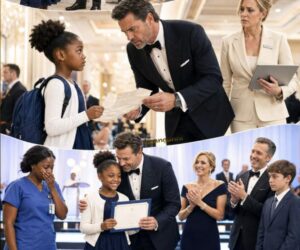 «Ho un invito… ma mi hanno lasciata fuori» La bambina lo disse a un miliardario durante il lancio delle sue borse di studio… poi lui controllò il suo biglietto e sorrise: «Il tuo posto ha un cognome migliore.»