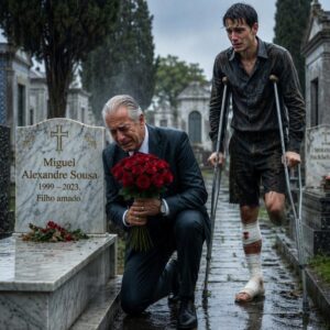 Il miliardario piangeva sulla tomba del figlio al cimitero… quando una voce proveniente da dietro la lapide sussurrò: “Papà… quella non è la mia sepoltura.”